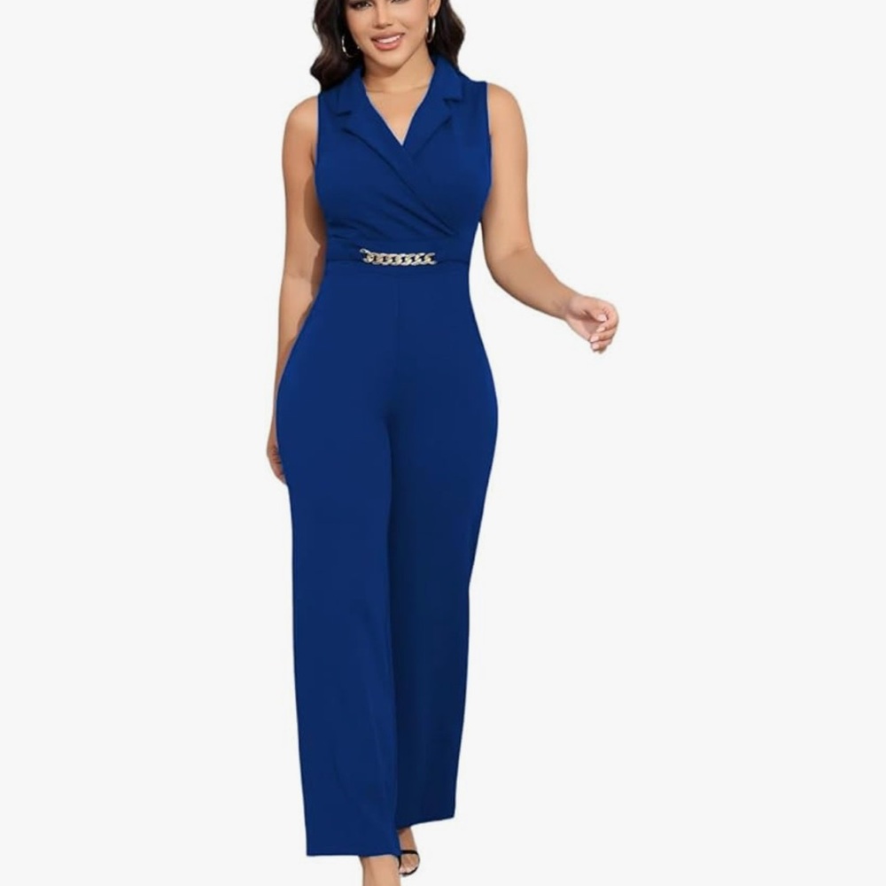 Chic Sleeveless Blue Jumpsuit